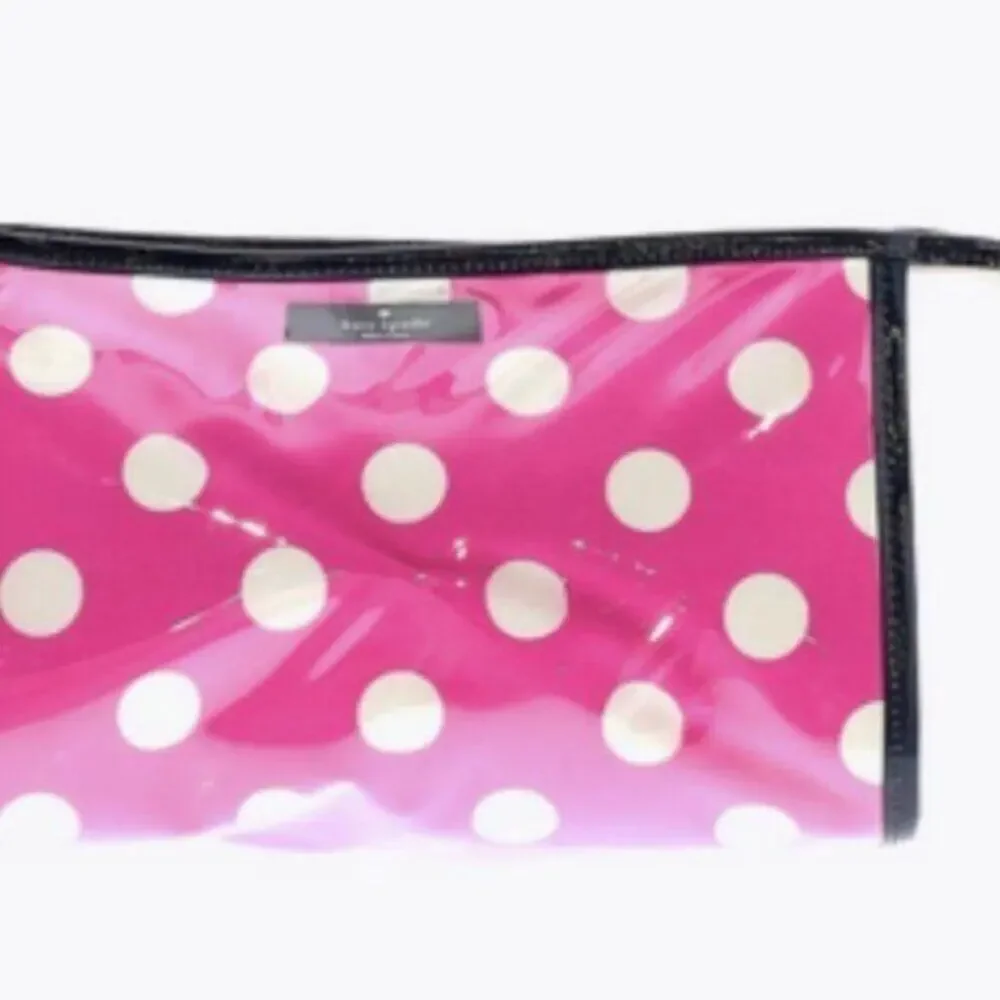 Kate Spade New York cosmetic bag pink with white dots